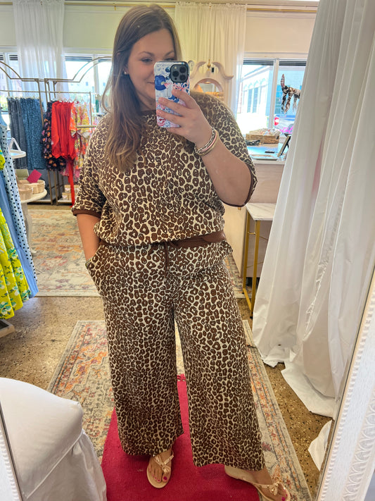 Leopard Knit Pant Set