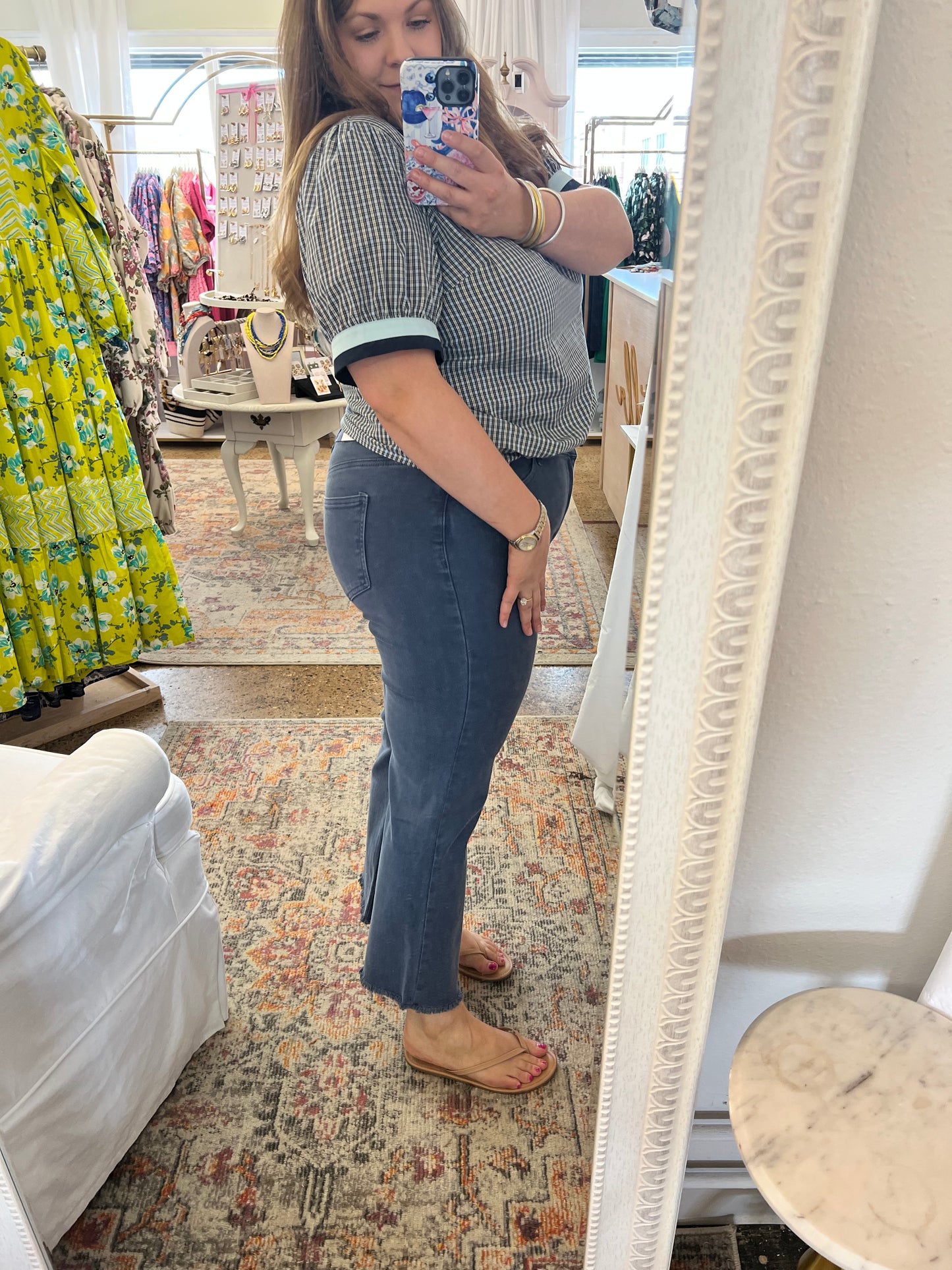 Acid Wash Frayed Hem Jeans