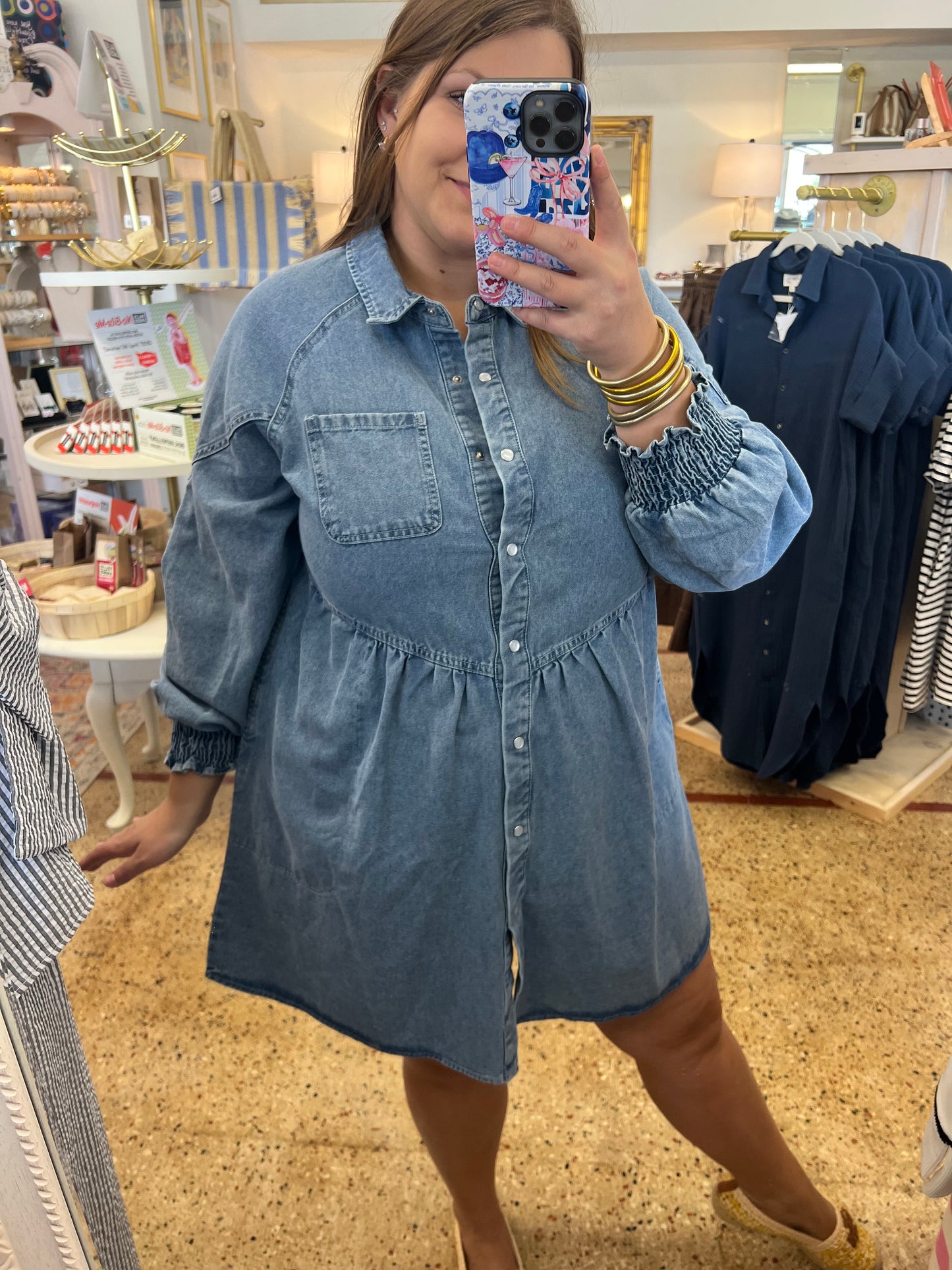 Flared Denim Mini Dress