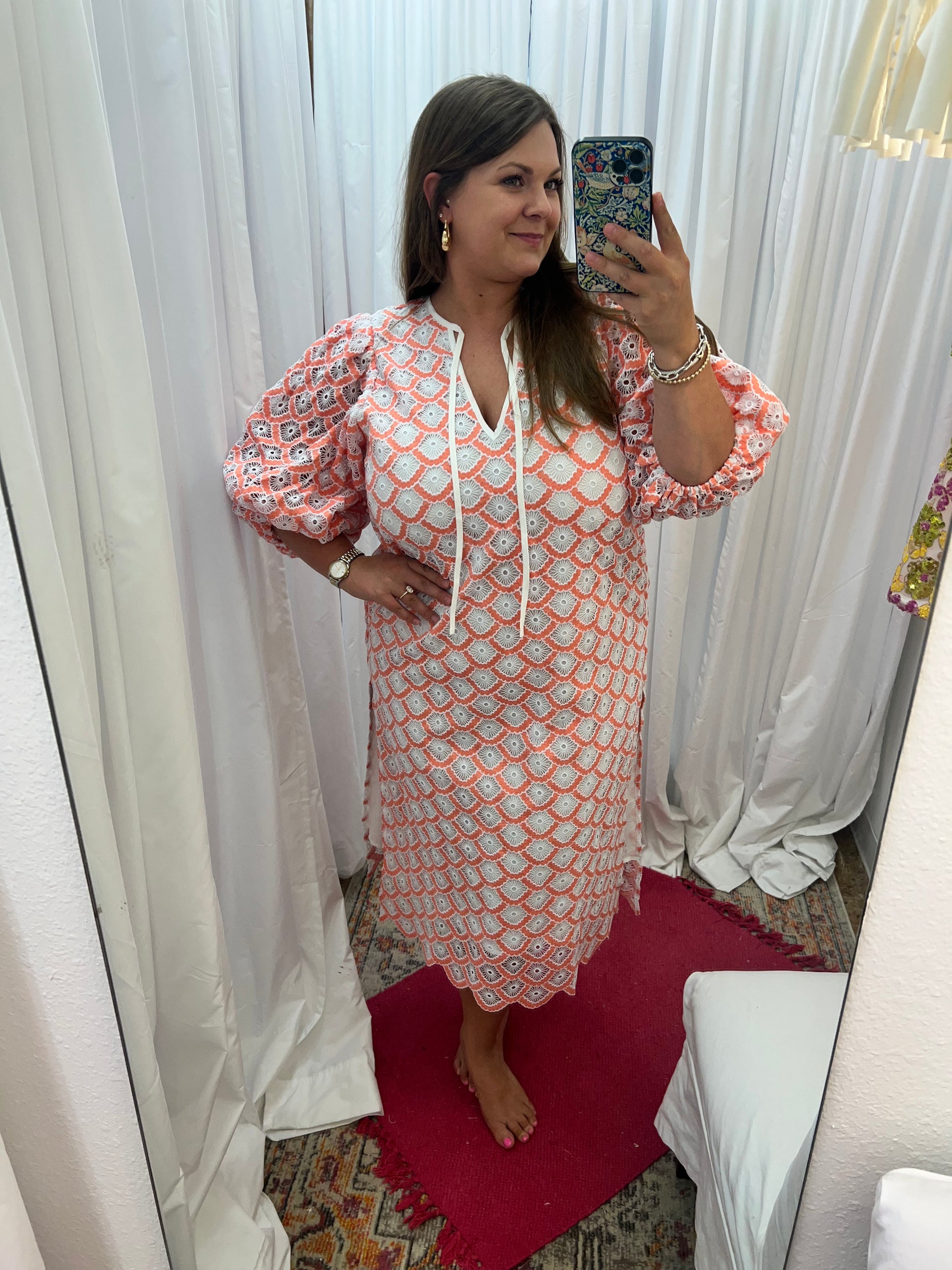 Pamela Coral Midi Dress Small Pamela Coral Midi Dress Small