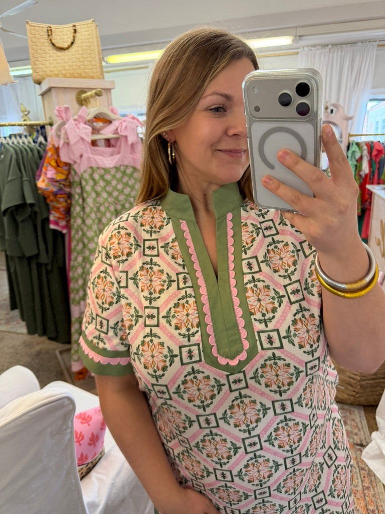 Geometric Floral Mini Dress