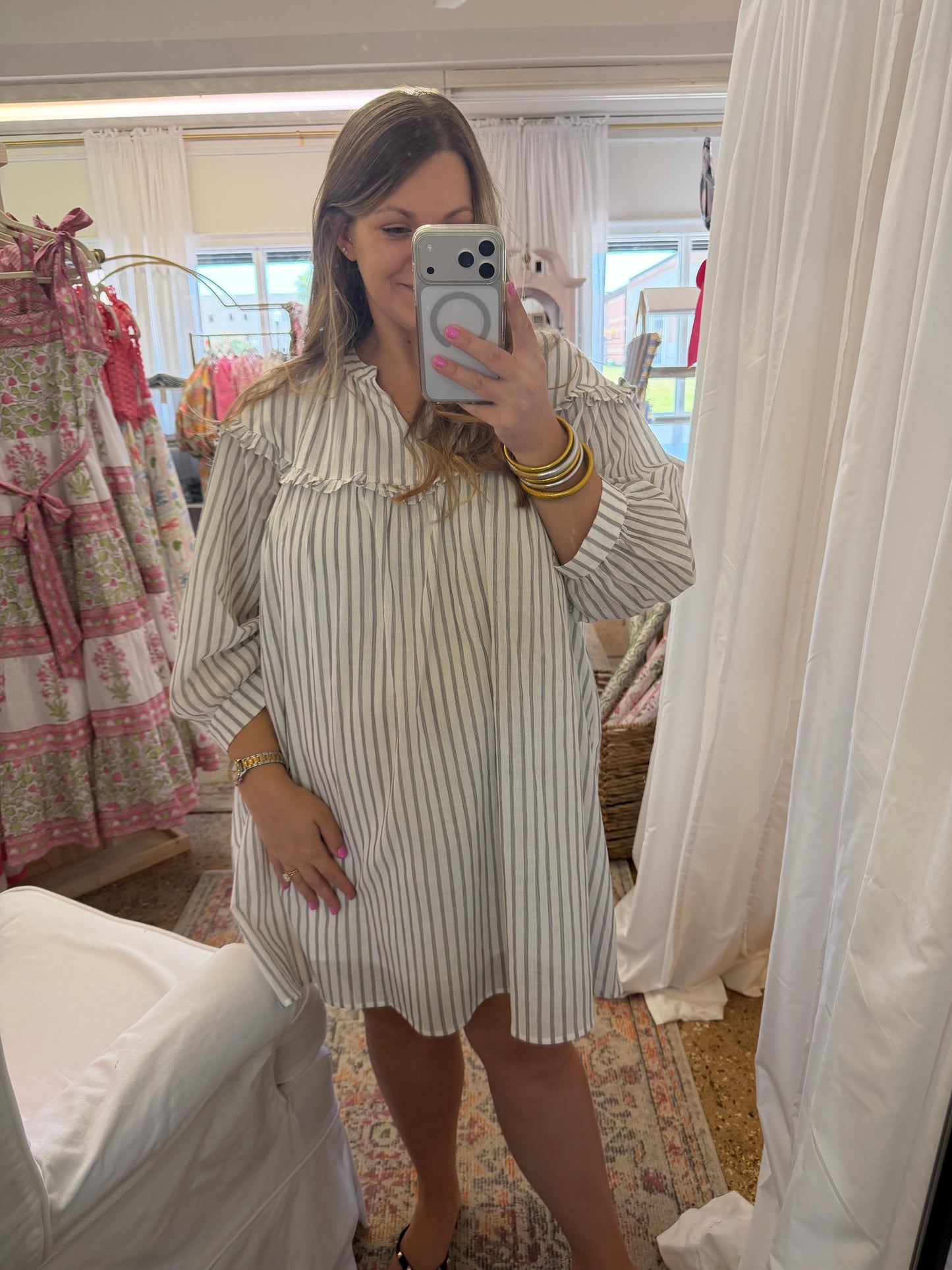 V-Neck Babydoll Mini Dress