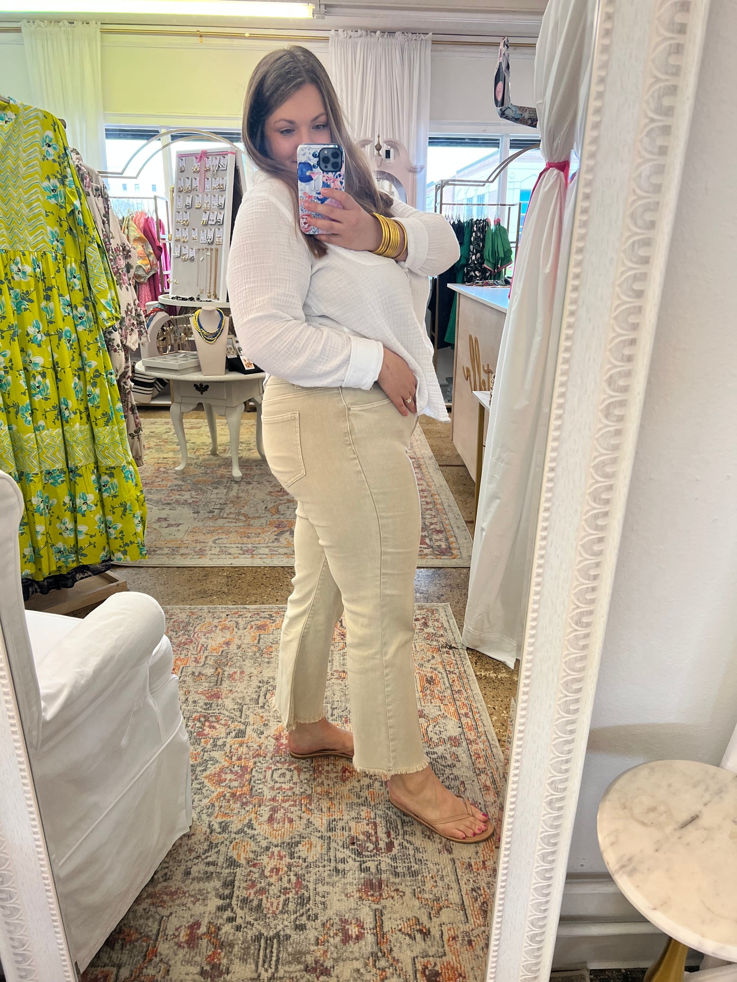 Acid Wash Frayed Hem Jeans