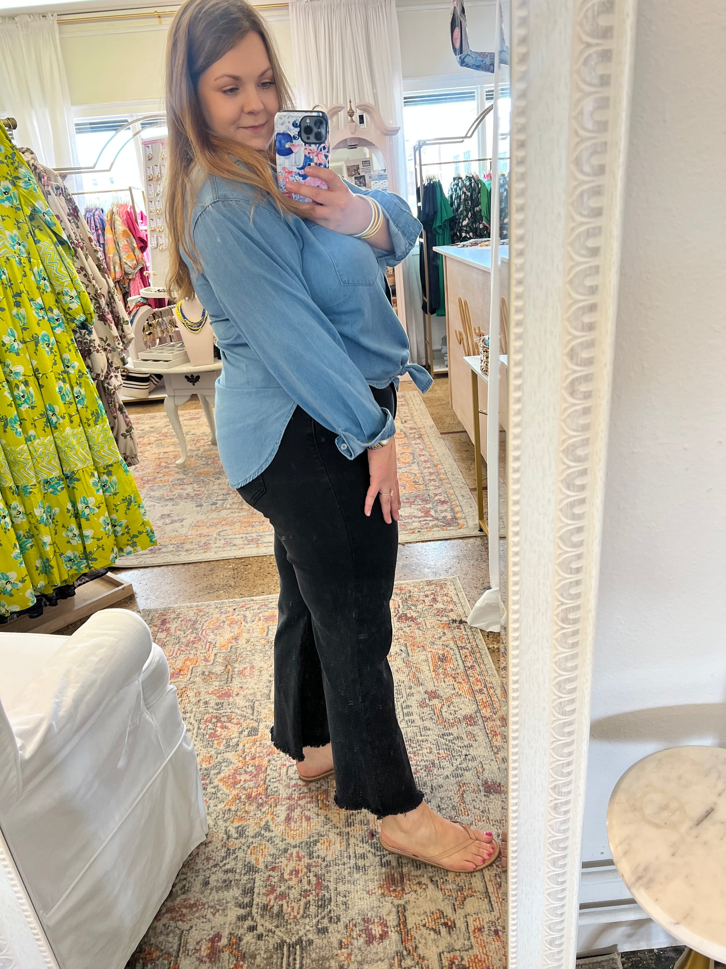 Acid Wash Frayed Hem Jeans