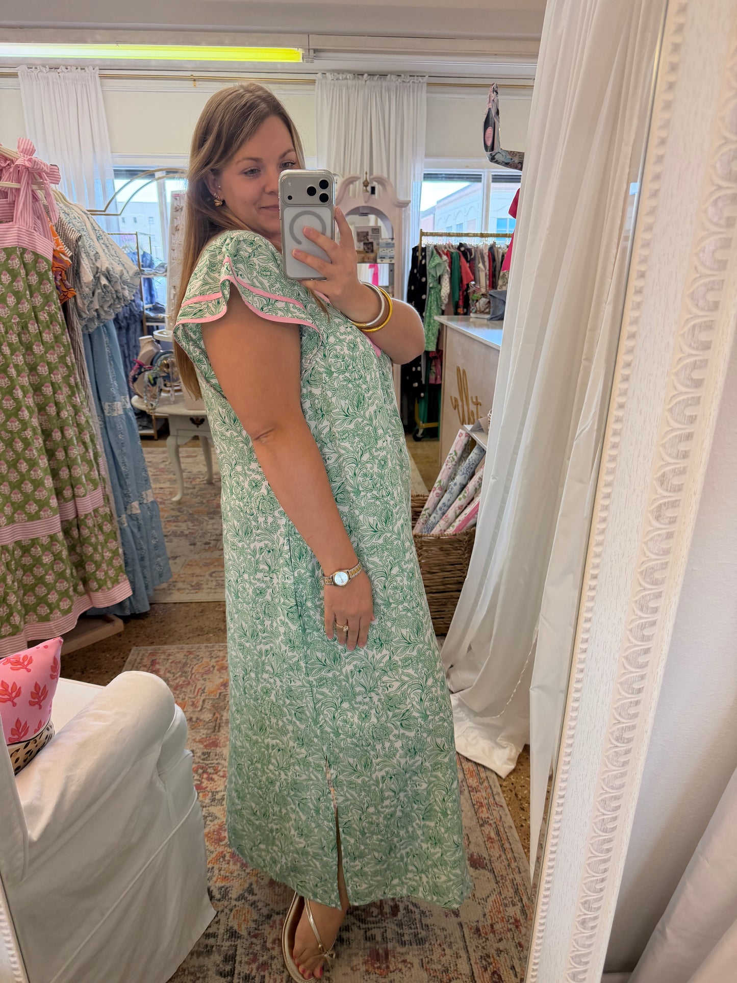 Plus Flutter Sleeve Floral Maxi