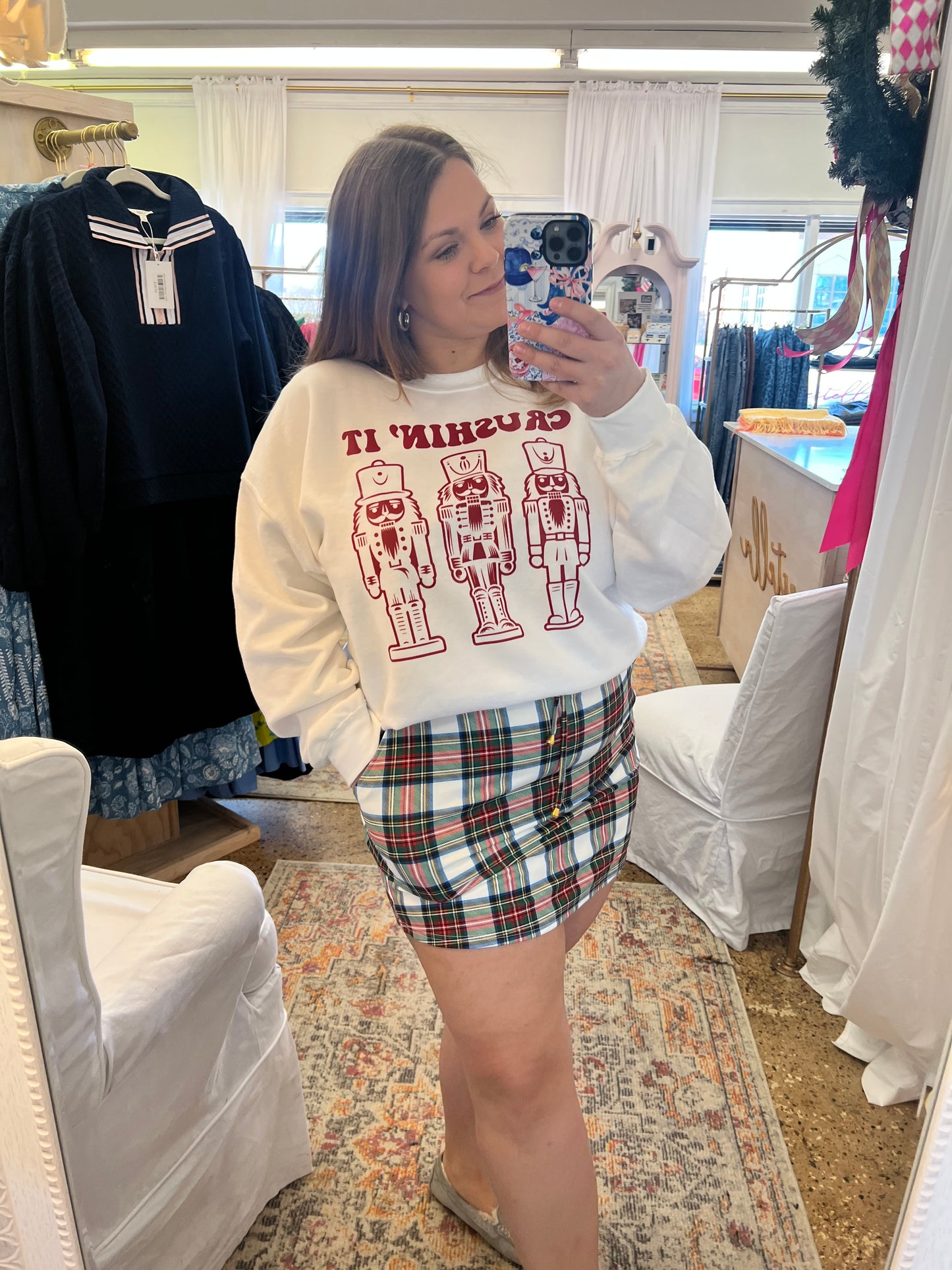 White Christmas Plaid Skort