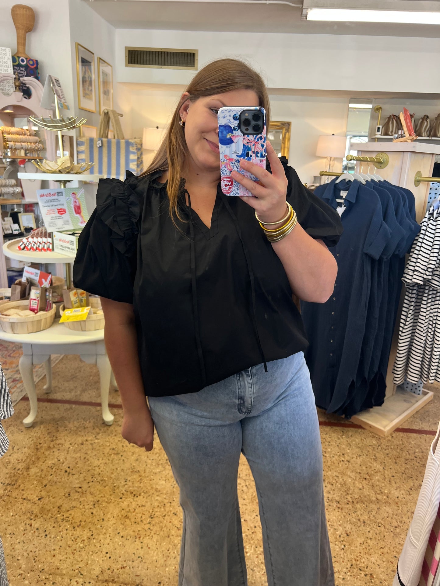 Puff Sleeve Ruffle Blouse