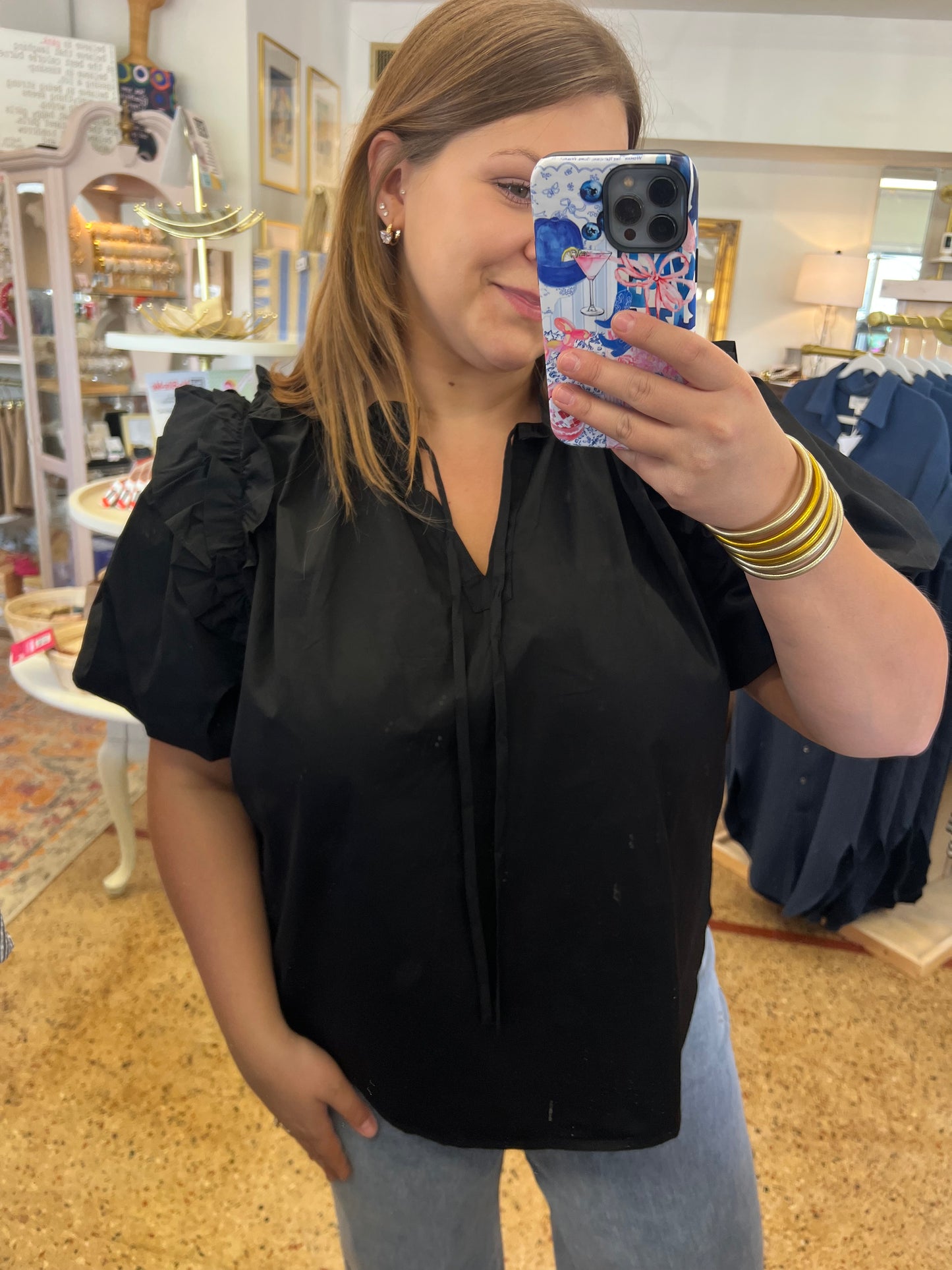 Puff Sleeve Ruffle Blouse