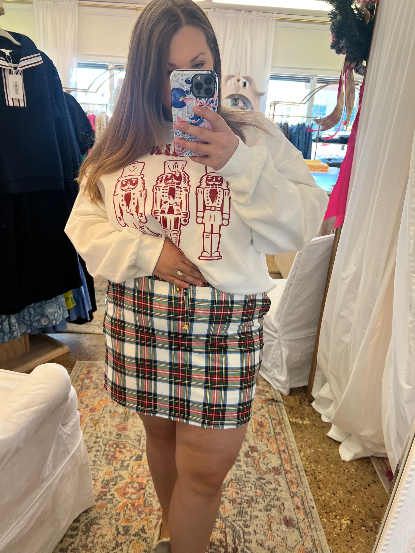 White Christmas Plaid Skort