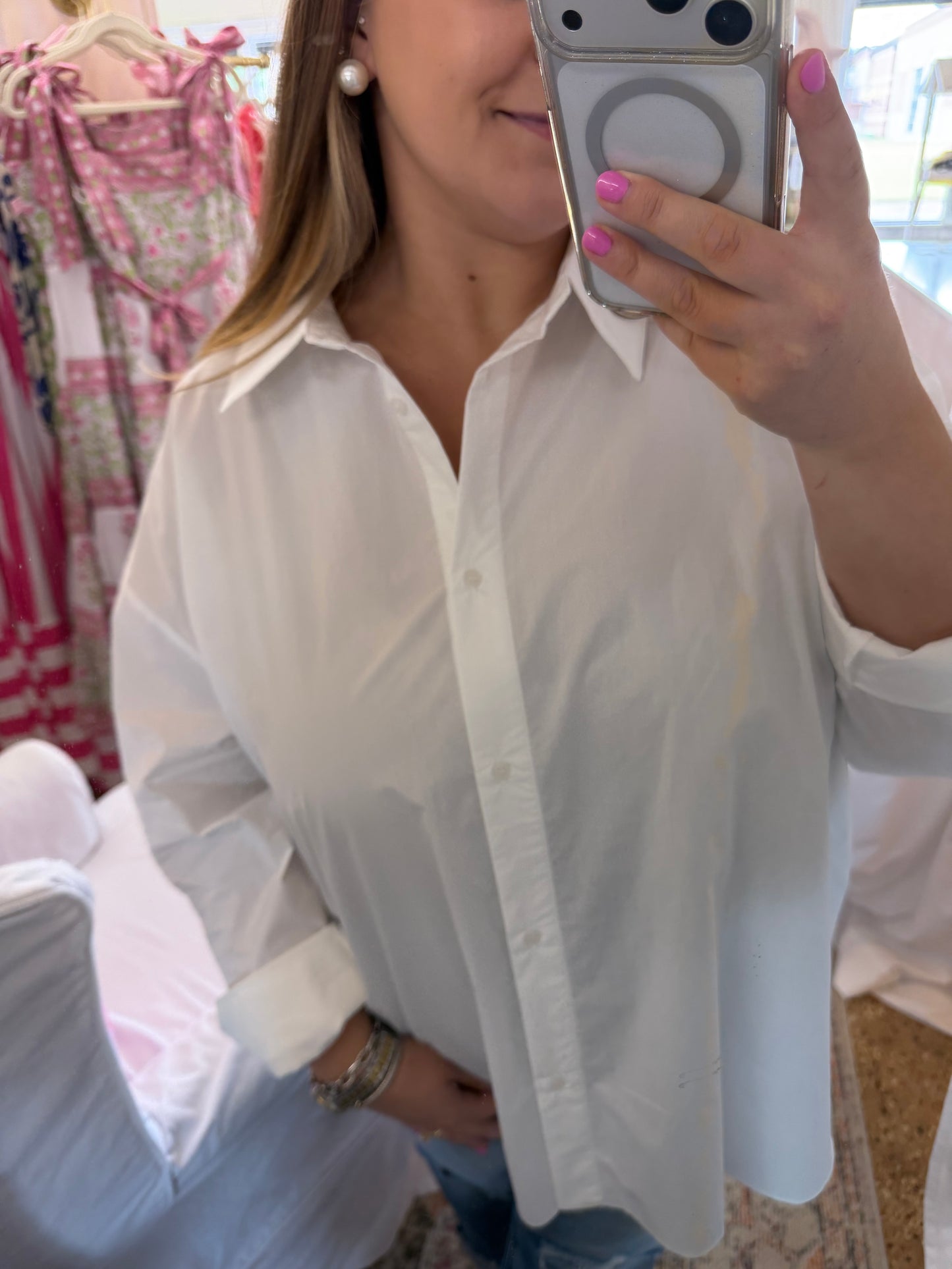 Loose Fit White Button Up
