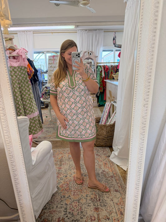 Geometric Floral Mini Dress
