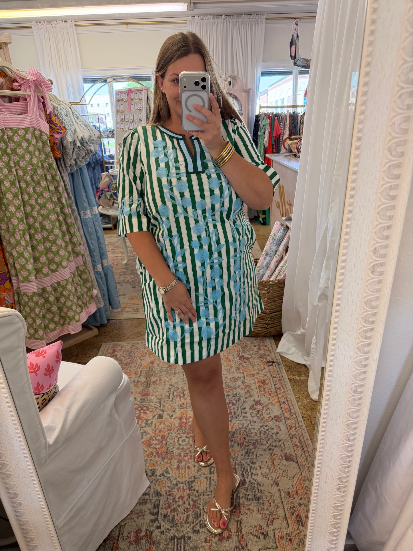 Green Stripe Mini Dress – Estella TX LLC