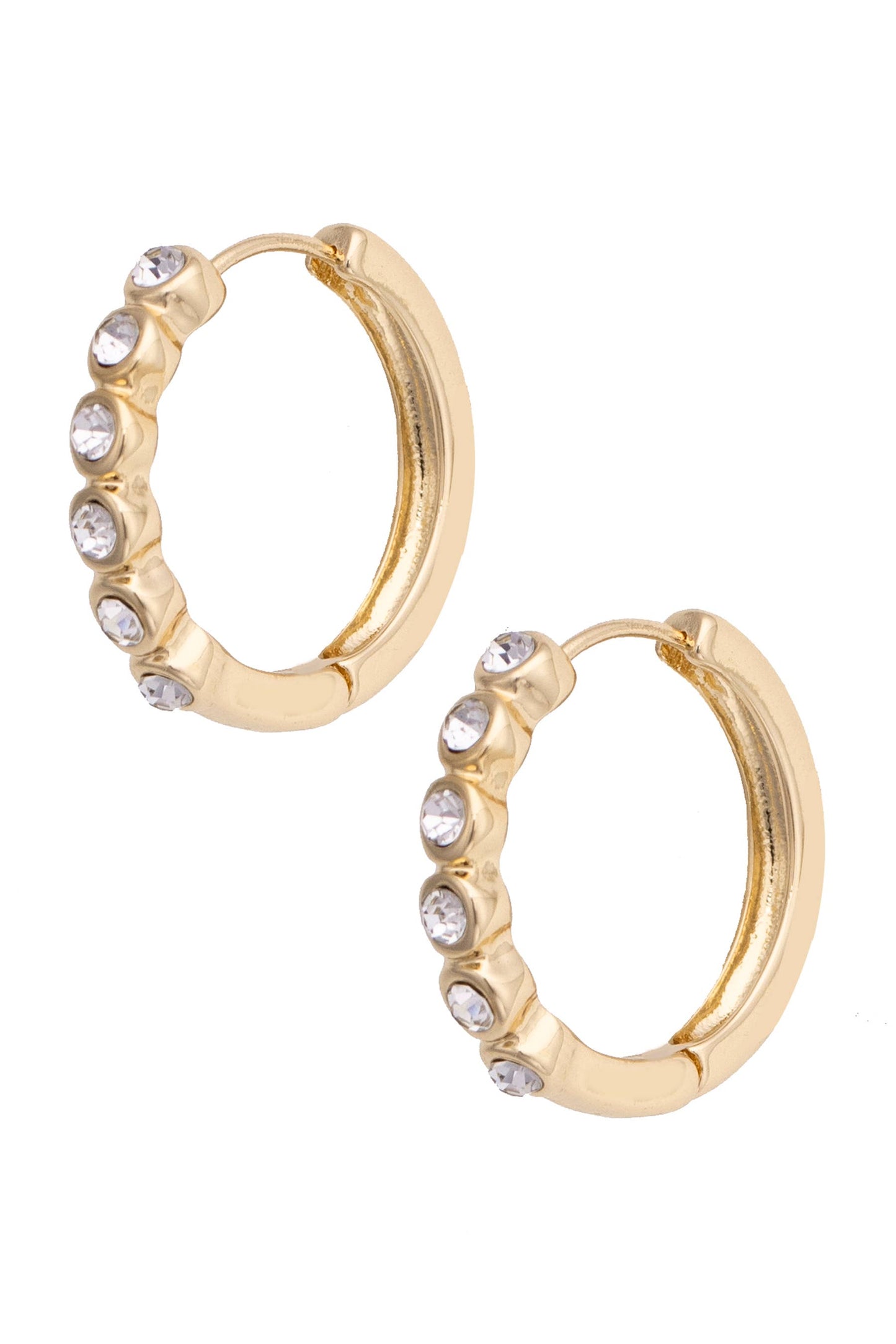 Frankie Pave Hinged Hoop Earrings in Shiny Gold